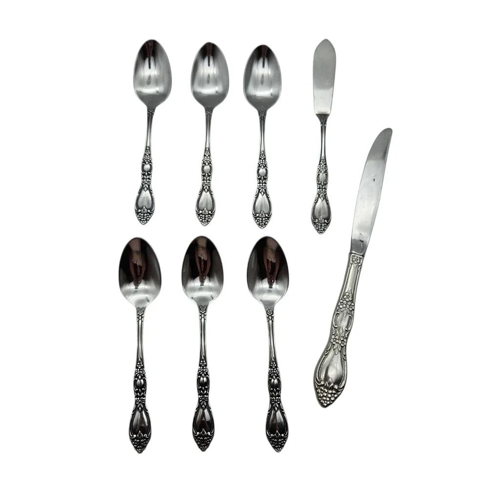 Oneida Wm. A. Rogers Huntington English Garden Stainless Flatware 8 pc Lot